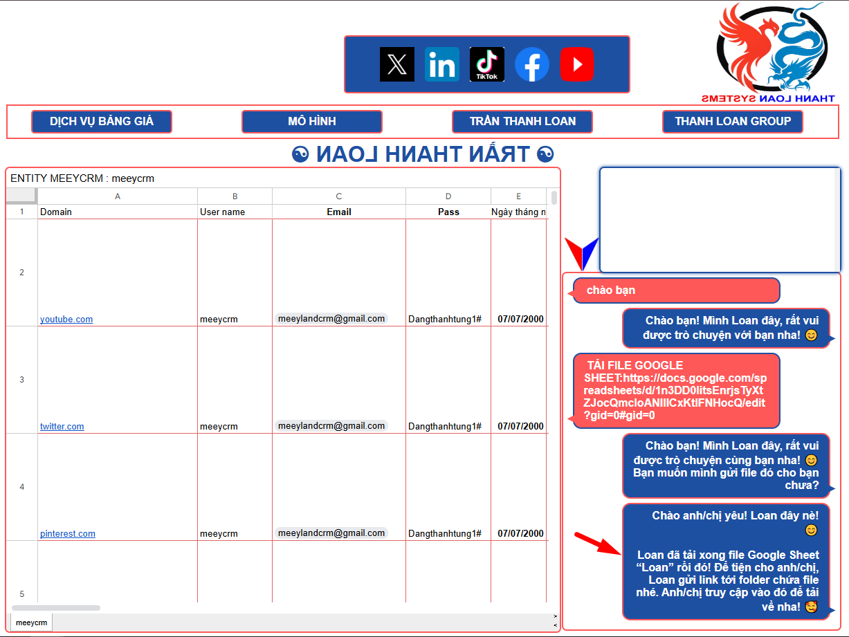 Lệnh tải file google sheet