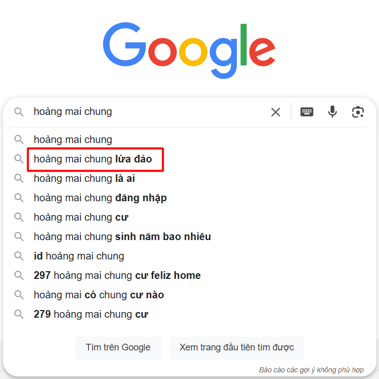 Gỡ Xóa Xử lý Loại bỏ Keyword Suggest Gooogle