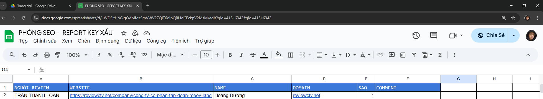 TẠO GOOGLE SHEET