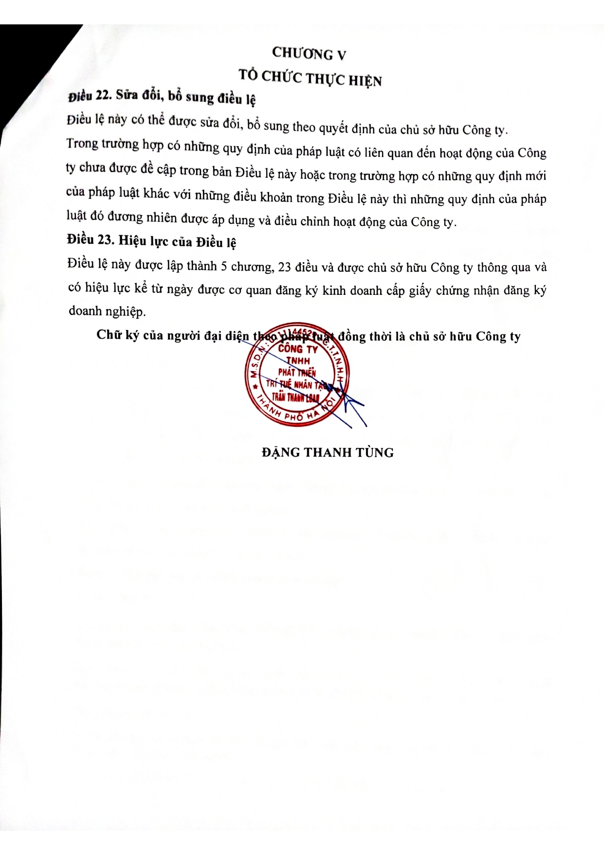 ĐIỀU LỆ THANH LOAN GROUP