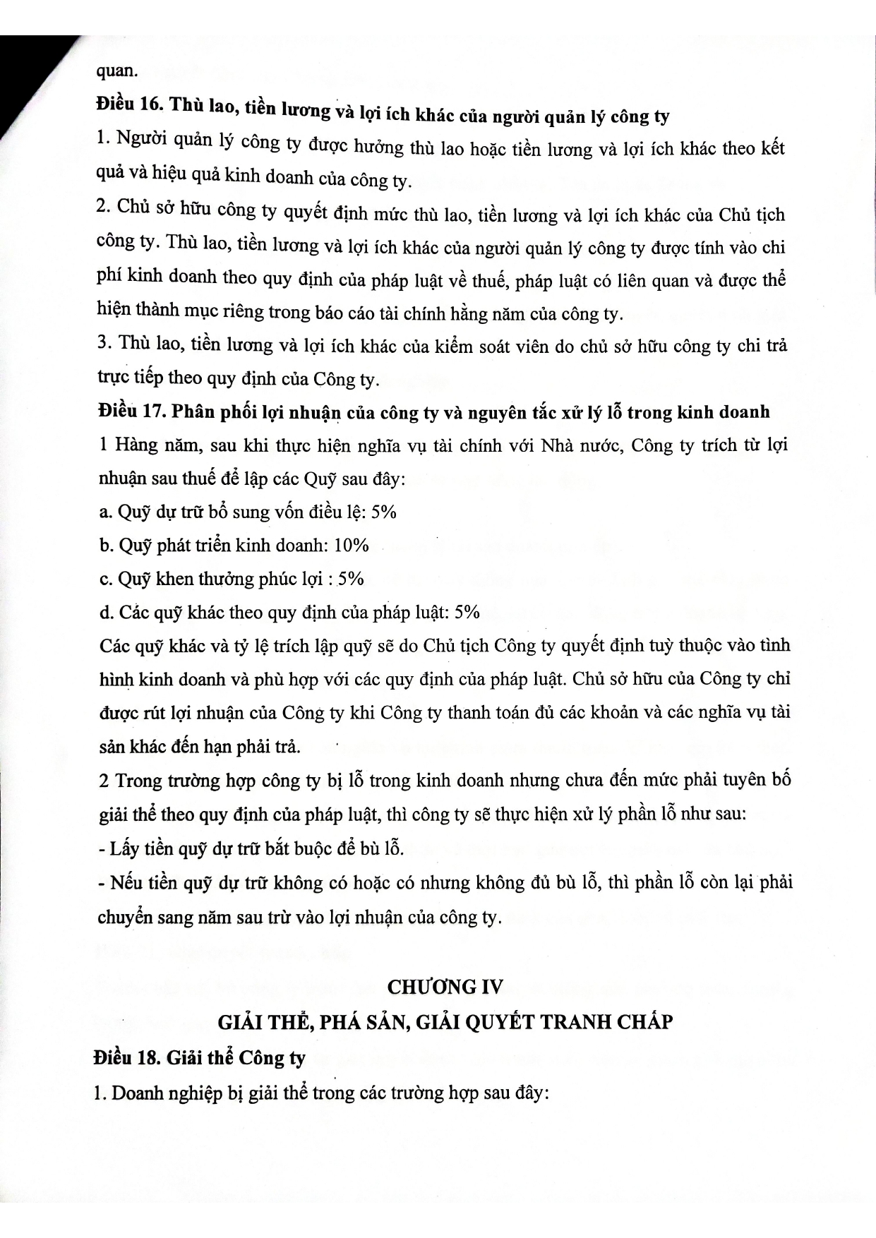 ĐIỀU LỆ THANH LOAN GROUP