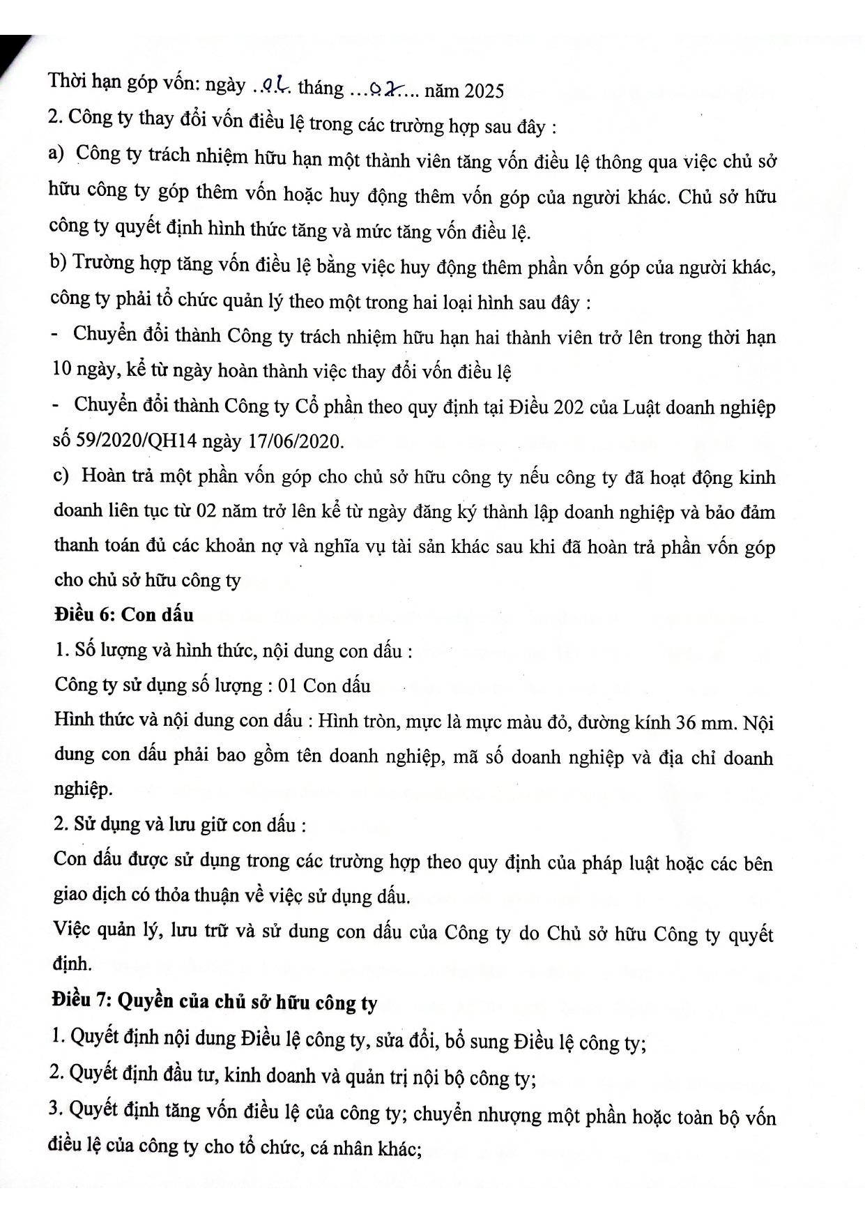 ĐIỀU LỆ THANH LOAN GROUP