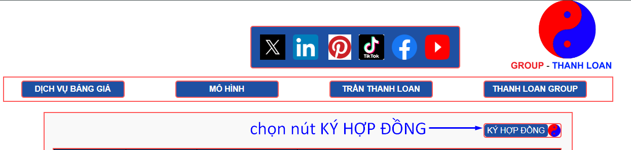 Chọn NÚT KÝ HỢP ĐỒNG